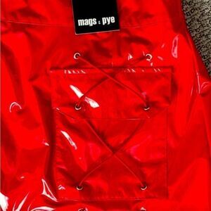 LF Red patent mini skirt